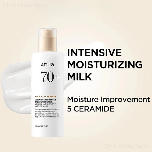 Korean Skincare Rice 70 Intensive Moisturizing Milk Lotion for Deep Hydration and Nourishing, Niacinamide Ceramides Lotion 150ml