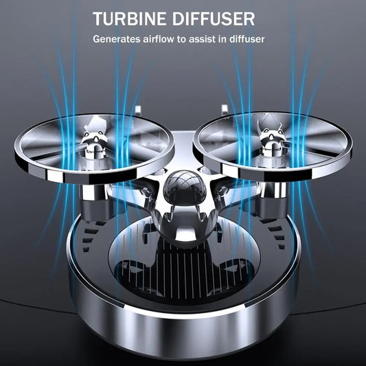 Solar Powered Rotation Helicopter Solar Aromatherapy Car Air Freshener Alloy Fragrance Auto Aroma Diffuser ﻿