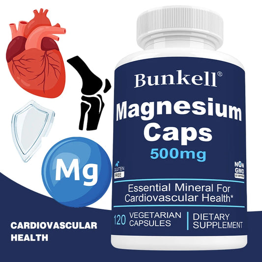 Magnesium Complex Capsules 500 Mg, Helps Strengthen Muscles, Bones, Nerves and Energy, Promotes Healthy Sleep