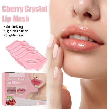 5pcs Cherry Crystal Lip Mask Moisturizing Anti Wrinkle Nourishing Lip Patches Fade Lip Liners Remove Dead Skin Beauty Lips Care