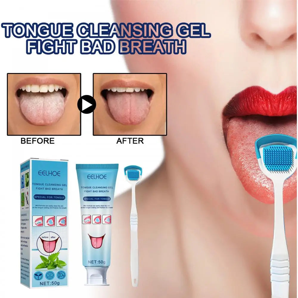 1 Set Tongue Cleaning Gel Silicone Scraper Deep Cleaning Fresh Breath Remove Oral Odor Keep Breath Health Oral Care TSLM1