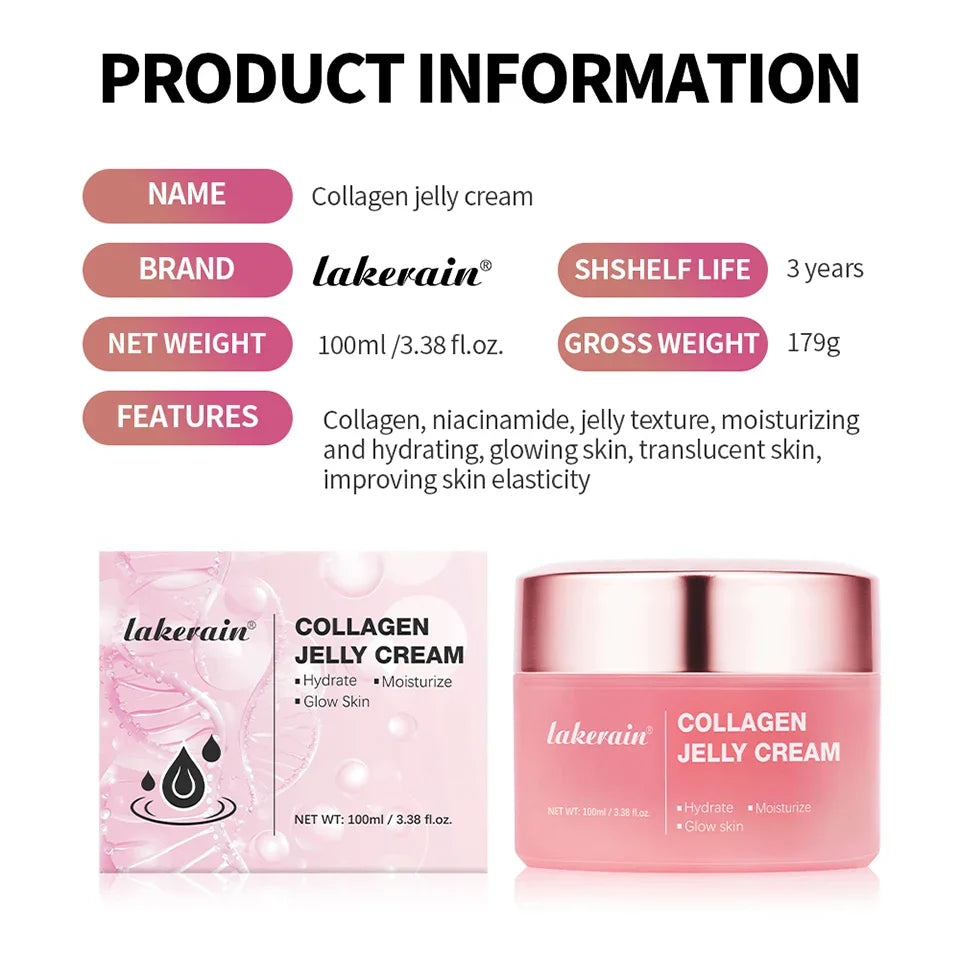 Collagen Jelly Cream Enhances Skin Barrier Moisture 24-hour Facial Shine Natural Ingredient Korean Face Care Products