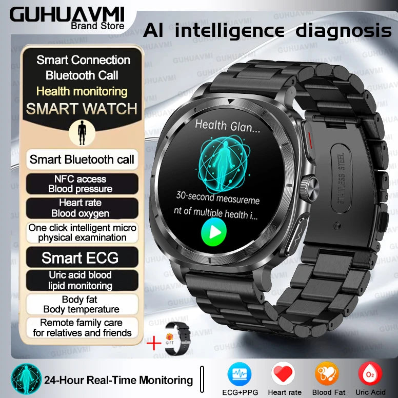 2025 NEW Health monitoring ECG+PPG Smart Watch Uric Acid Blood fat Blood Pressure High Precision Analysis Smart Watch Voice call