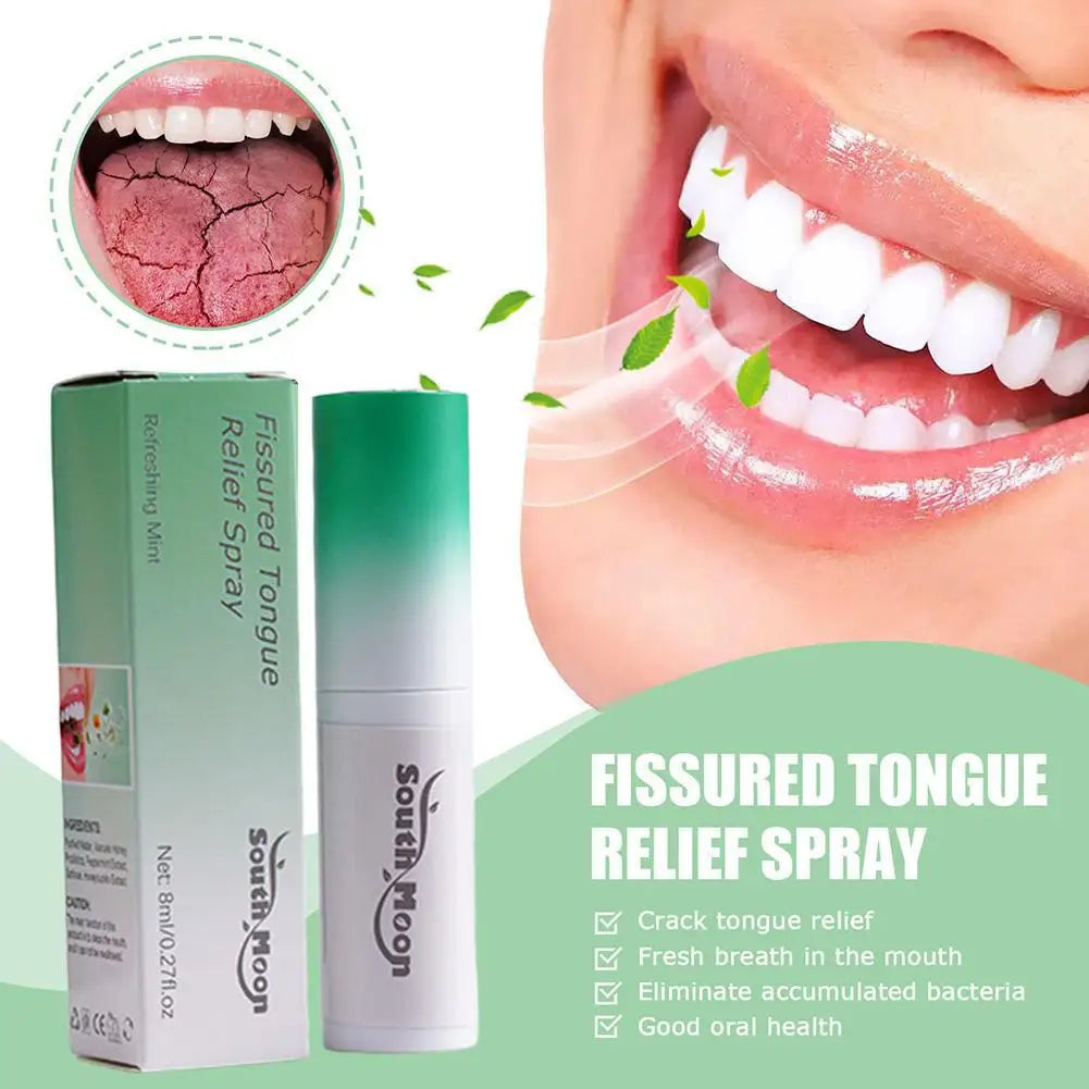 8ml Fissured Tongue Relief Spray Breath Freshener Spray Regulates Oral Health Mint Flavor Natural Essence Mouth Health Care