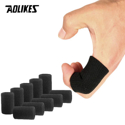 AOLIKES 10PCS/Lot Elastic Finger Sleeves Basketball Sports Safety Thumb Brace Protector For Volleyball Badminton Gym Health Care