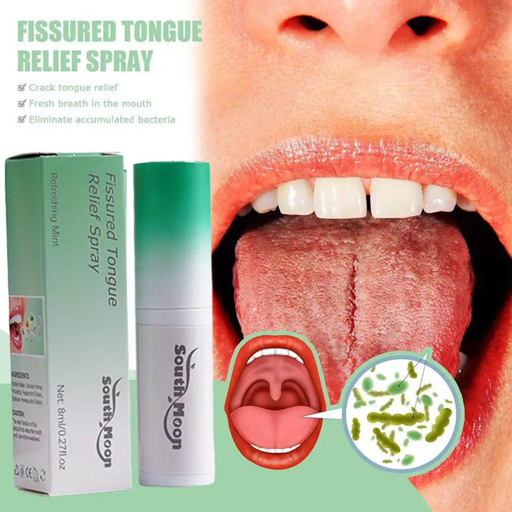 8ml Fissured Tongue Relief Spray Breath Freshener Spray Regulates Oral Health Mint Flavor Natural Essence Mouth Health Care