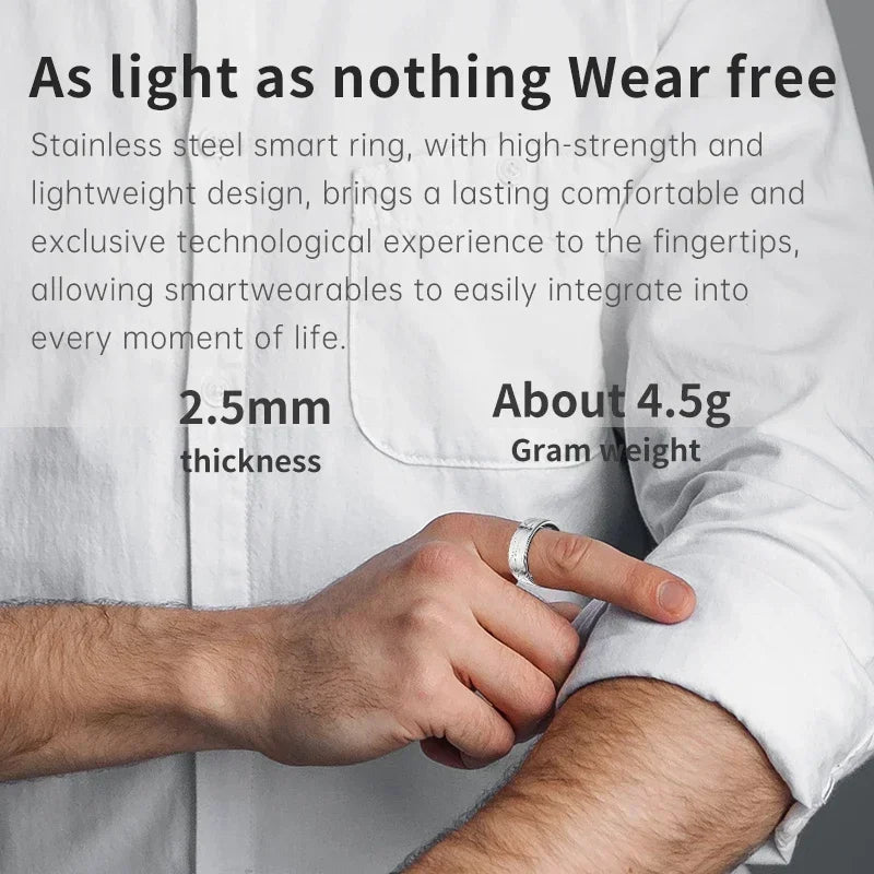 Smart Ring Health Monitoring IP68&5ATM Waterproof for Women Men Multi-sport Modes Bluetooth Sleep Tracker Finger Ring for Photo