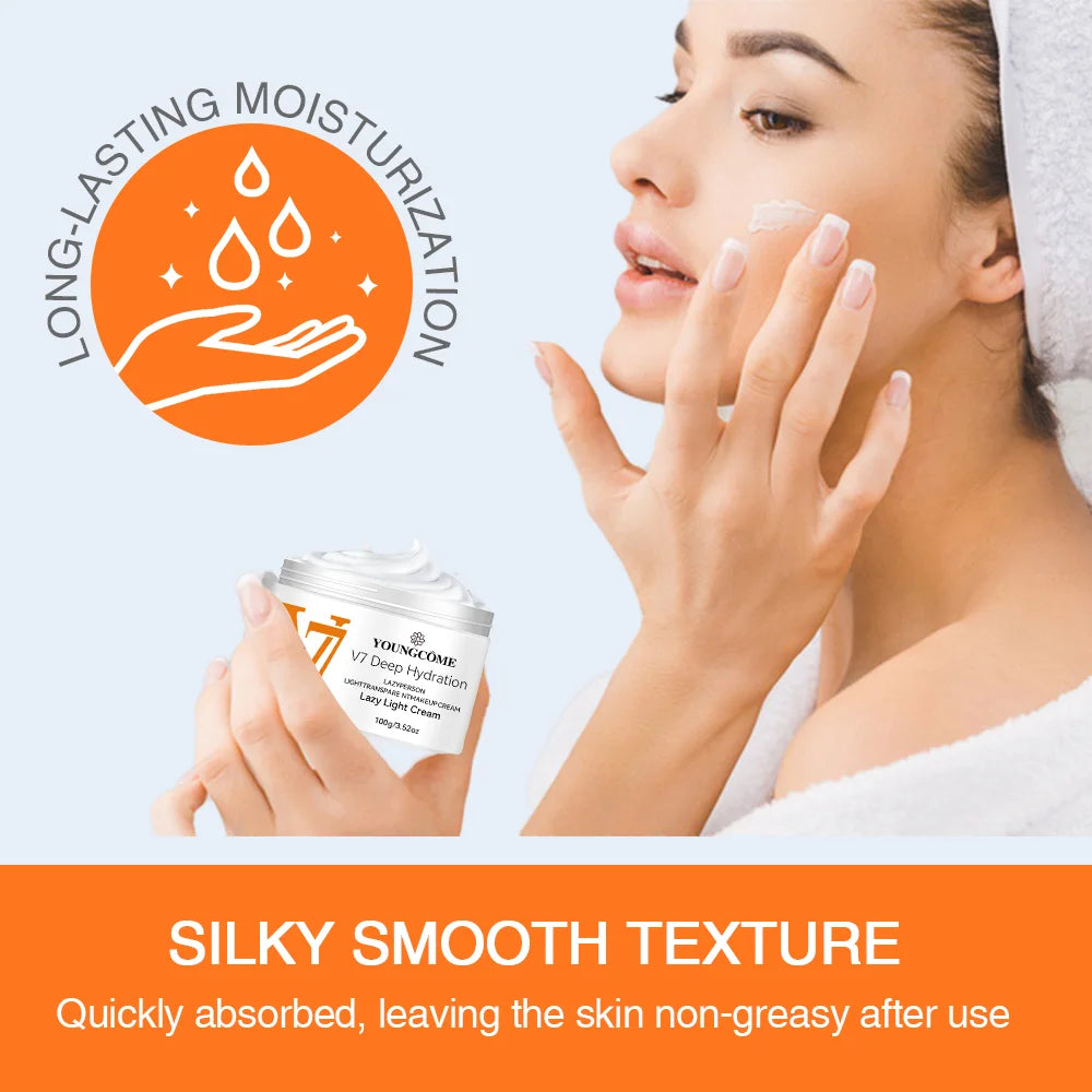 Face Cream V7 Deep Hydration Waterlight Instant Whitening Moisturizing Cream Vitamin H Nourish Brighten Skin Tone Fade Blemishes