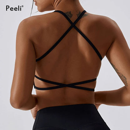 Backless Sports Bra High Support Sports Top Push Up Gym Crop Top Fitness Underwear Sexy Running Brassiere Yoga Bra Active Wear