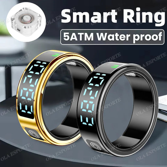 LED Display Screen Smart Ring Waterproof Health Monitoring Heart Rate&Blood Oxygen&Sleep Monitoring Remote Care Men Women Gifts