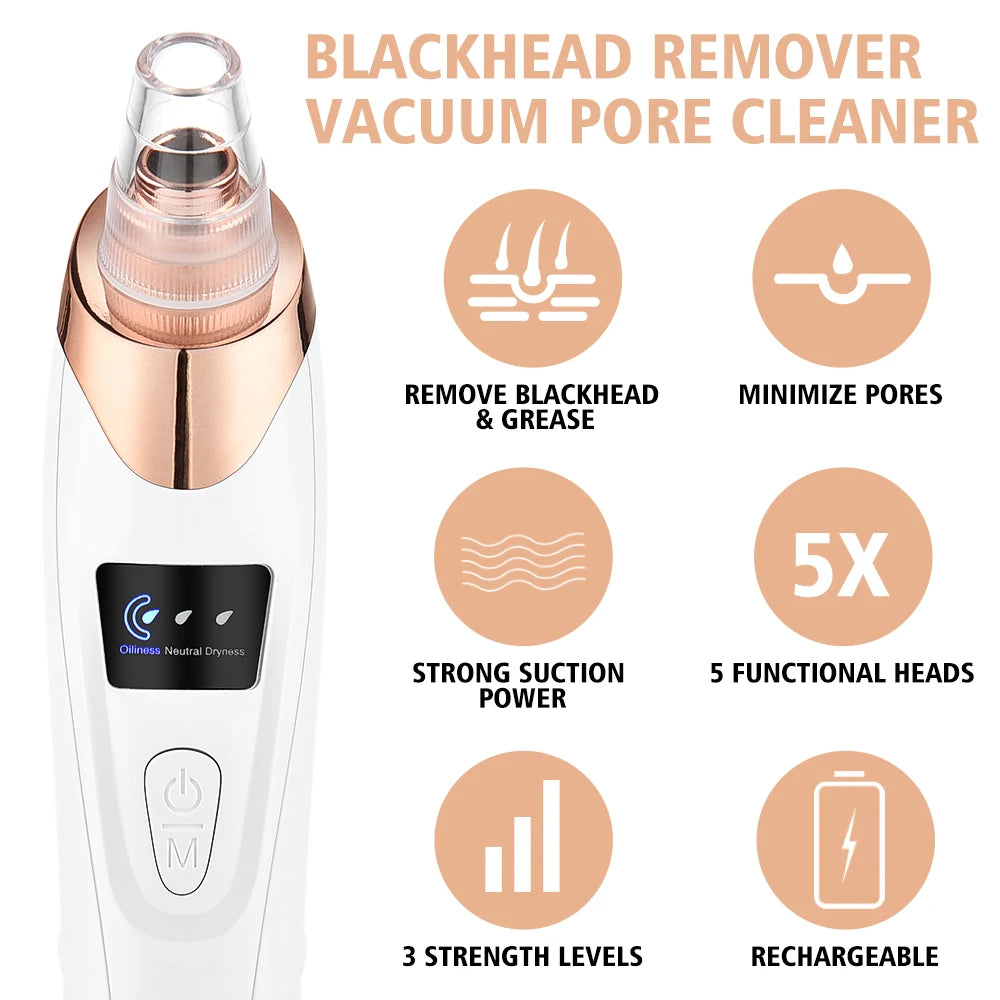 Blackhead Remover Vacuum Pore Cleaner Face Cleaning and Exfoliating Black Dots Acne Pimple Removal Beauty Machine Skin Care Tool