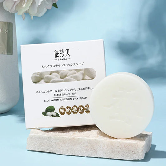 Natural Goat Milk Silk Protein Handmade Soap 60g Moisturizing Skin Care Cleansing Facial Soap Face Cleaner Body Wash