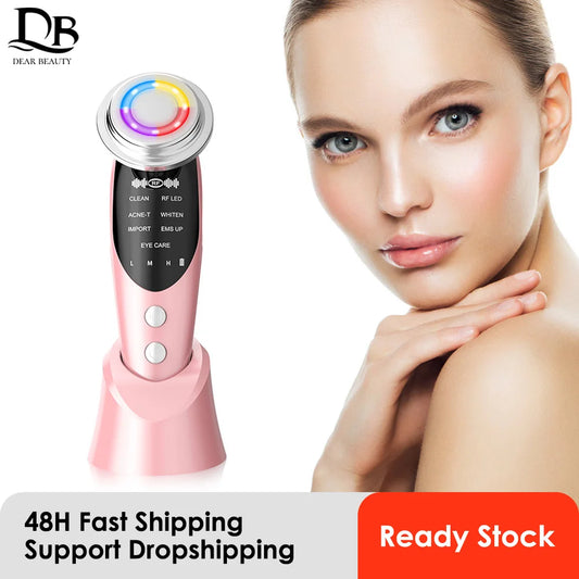 7 in 1 Face Lift Device RF Microcurrent Skin Rejuvenation LED Facial Massager Light Therapy Anti Aging Wrinkle Beauty Apparatus