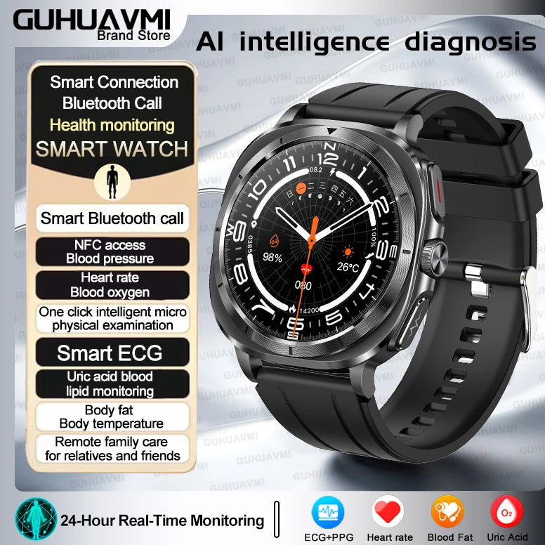 2025 NEW Health monitoring ECG+PPG Smart Watch Uric Acid Blood fat Blood Pressure High Precision Analysis Smart Watch Voice call