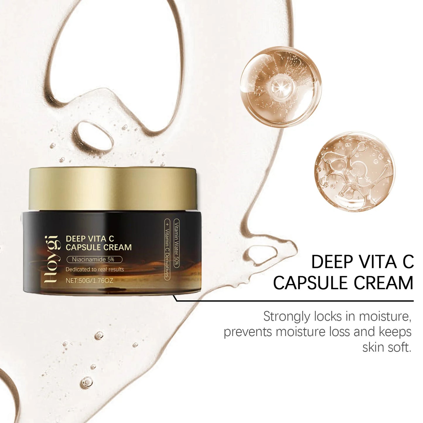 Deep Vita C Capsule Cream Face Moisturizer Gel With Collagen & Niacinamide Anti Wrinkles Firming Repairing Hydrating Skin Care