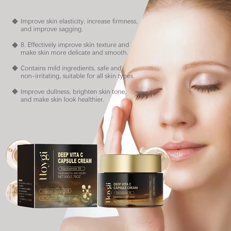 Deep Vita C Capsule Cream Face Moisturizer Gel With Collagen & Niacinamide Anti Wrinkles Firming Repairing Hydrating Skin Care