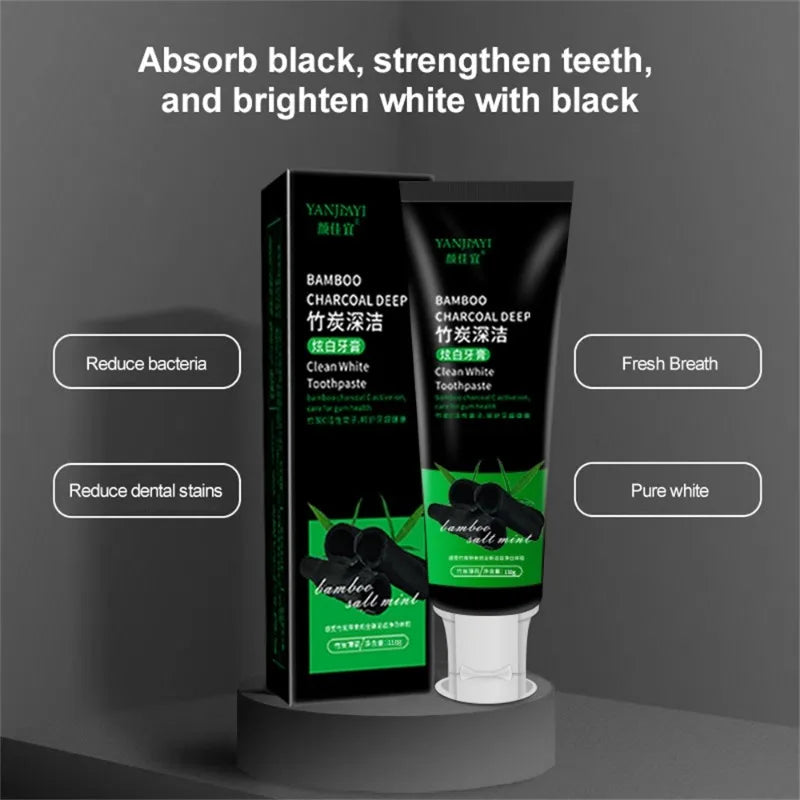 Bamboo Charcoal Black Toothpaste Deep Clean Mint Flavor Teeth Whitening Bad Breath Stains Oral Care 110g зубная паста