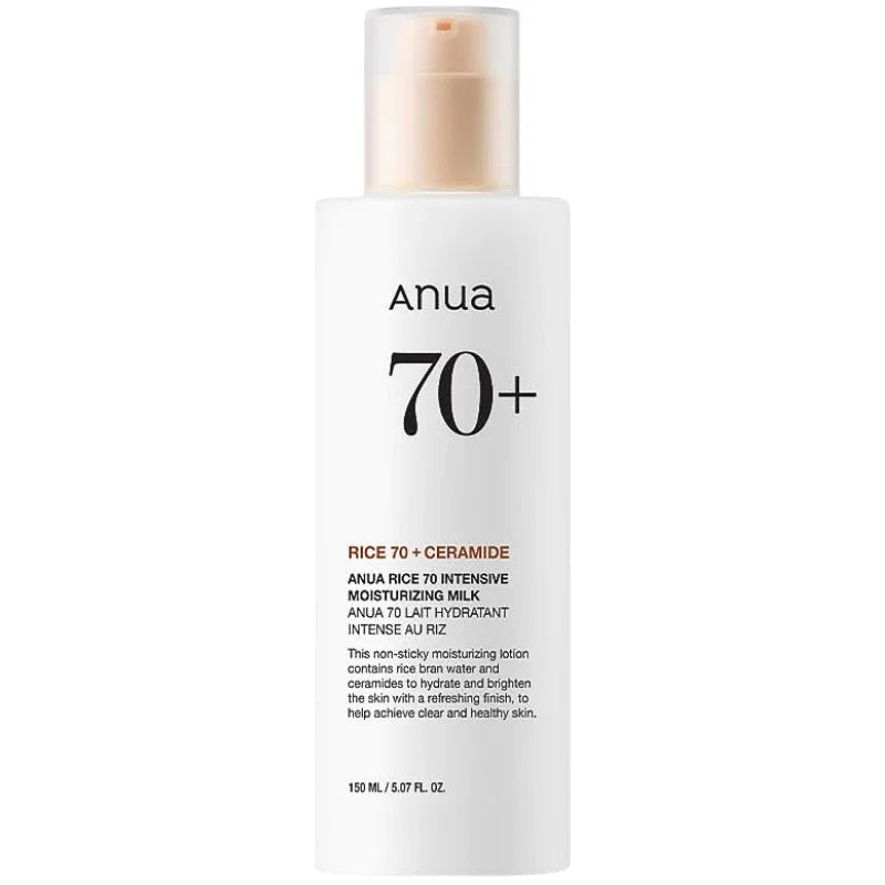 Korean Skincare Rice 70 Intensive Moisturizing Milk Lotion for Deep Hydration and Nourishing, Niacinamide Ceramides Lotion 150ml