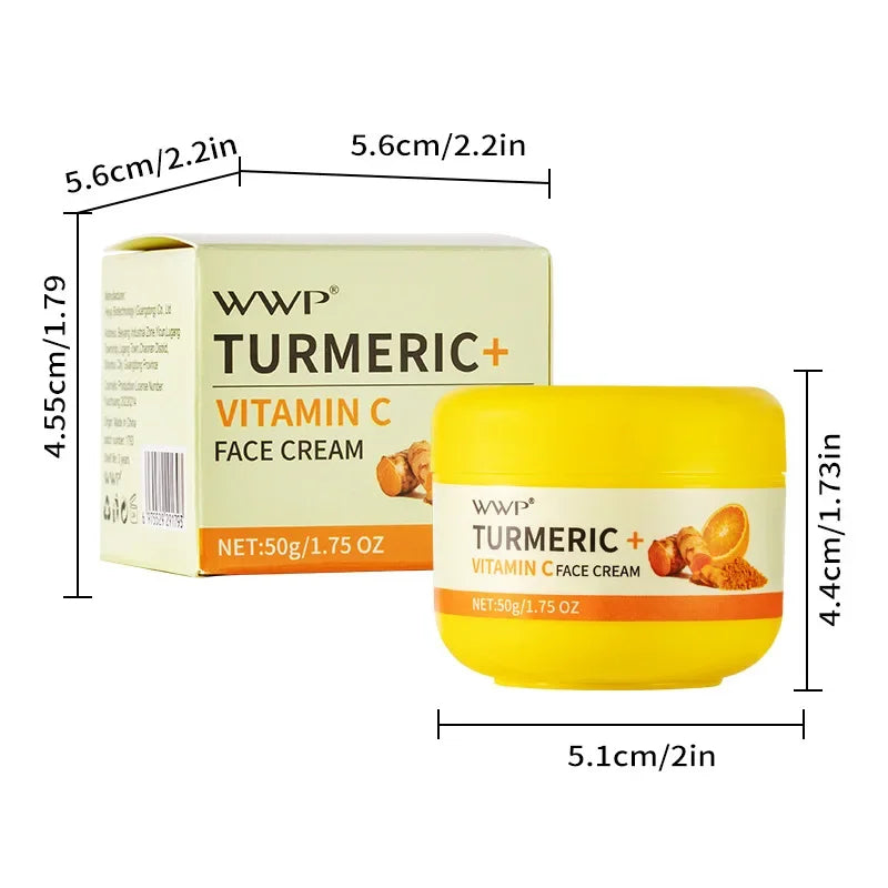 Turmeric Face Cream Strong Whitening Vitamin C Cream Brighten Skin Tone Reduce Dark Spots Lighten Moisturizing Cream Facial 50g