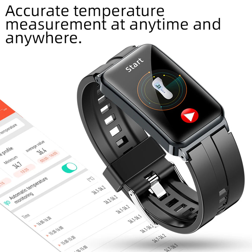 Blood Glucose Smart Band Watch Body Temperature ECG HRV Monitoring Fitness Smart Bracelet IP67 Waterproof Multi-sport Modes