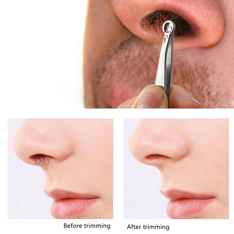 Manual Nose Hair Trimming Stainless Steel Nose Removal Tweezers Circular Ring Design Scissor Men Women Nose Hair Trimmer Sharp