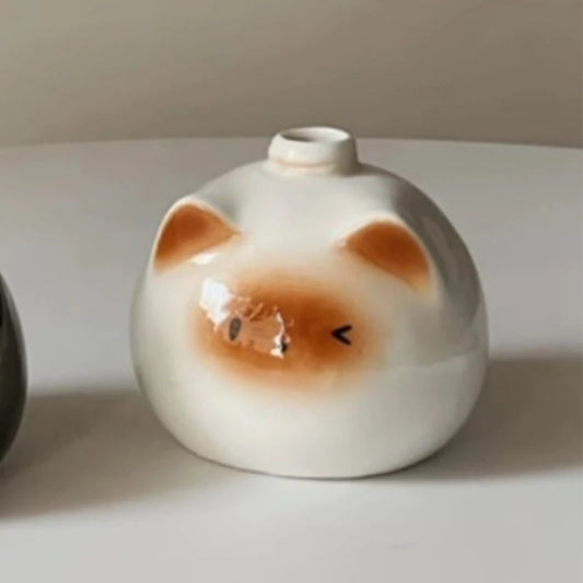 Ceramic Siamese Cat Hand Sanitizer Press Bottle Toilet Shampoo Shower Gel Packaging Bottle Dispenser For Liquid Soap