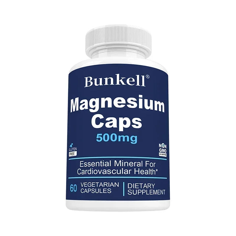 Magnesium Complex Capsules 500 Mg, Helps Strengthen Muscles, Bones, Nerves and Energy, Promotes Healthy Sleep