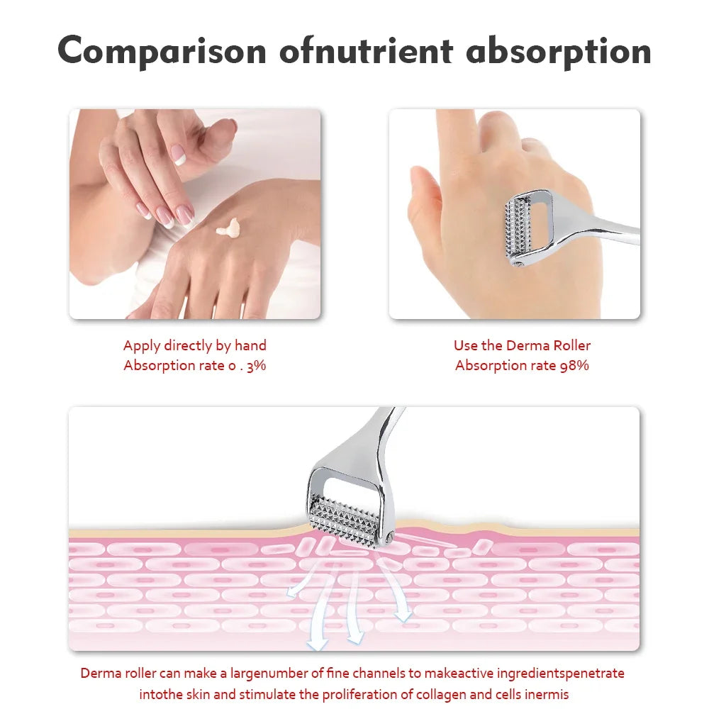 Zinc Alloy Derma Roller Microneedle Facial Wrinkle Removal Manual Beauty Massager Double Head Metal Jade Roller Skin Care Tools