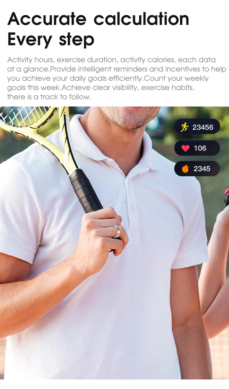 JUSTLANG Smart Ring Sports Ring Health Monitoring Bluetooth Heart Rate Blood Oxygen Sleep Pressure Motion Data Magnetic Charging
