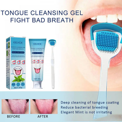 1 Set Tongue Cleaning Gel Silicone Scraper Deep Cleaning Fresh Breath Remove Oral Odor Keep Breath Health Oral Care TSLM1