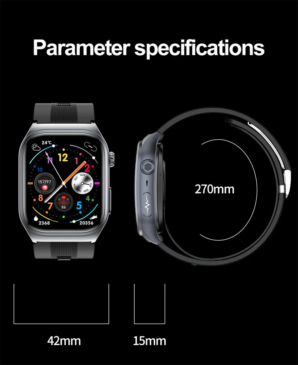 2025 New Health Monitor Smart Watch Blood Pressure Lipid Uric Acid ECG NFC Body Temperature Bluetooth Call Health Smartwatch
