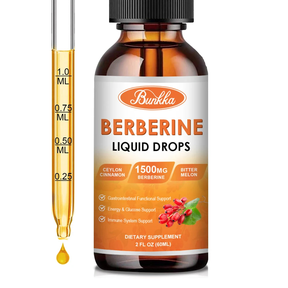 60ML Berberine Drop Contain Turmeric,Ceylon Cinnamon, Bitter Gourd, Piperine Digestive System, Immune Health Support-Vegetarian