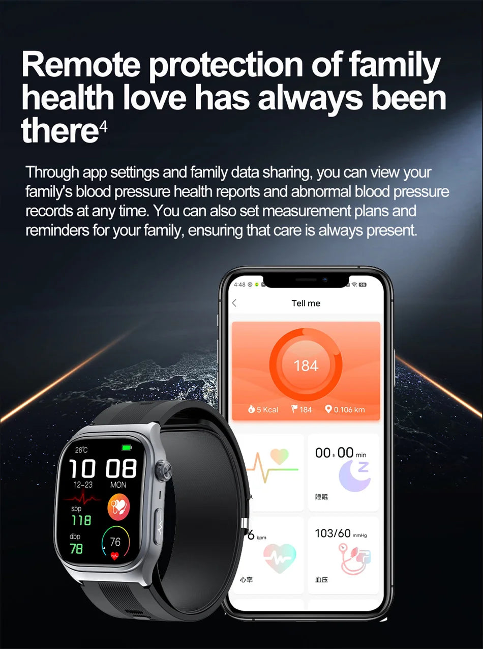 2025 New Health Monitor Smart Watch Blood Pressure Lipid Uric Acid ECG NFC Body Temperature Bluetooth Call Health Smartwatch
