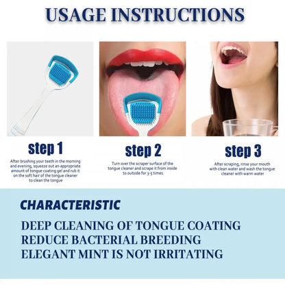 1 Set Tongue Cleaning Gel Silicone Scraper Deep Cleaning Fresh Breath Remove Oral Odor Keep Breath Health Oral Care TSLM1