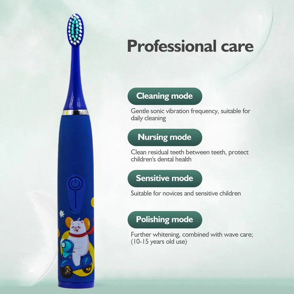 Sonic Toothbrush Electric for Kids Tooth Brush Children Waterproof Teeth Cleaning Whitening Soft Bristle Toothbrush J259