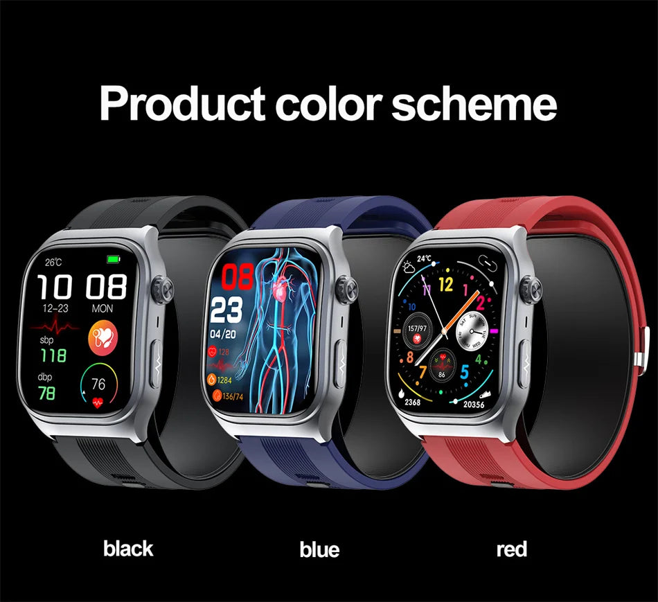 2025 New Health Monitor Smart Watch Blood Pressure Lipid Uric Acid ECG NFC Body Temperature Bluetooth Call Health Smartwatch