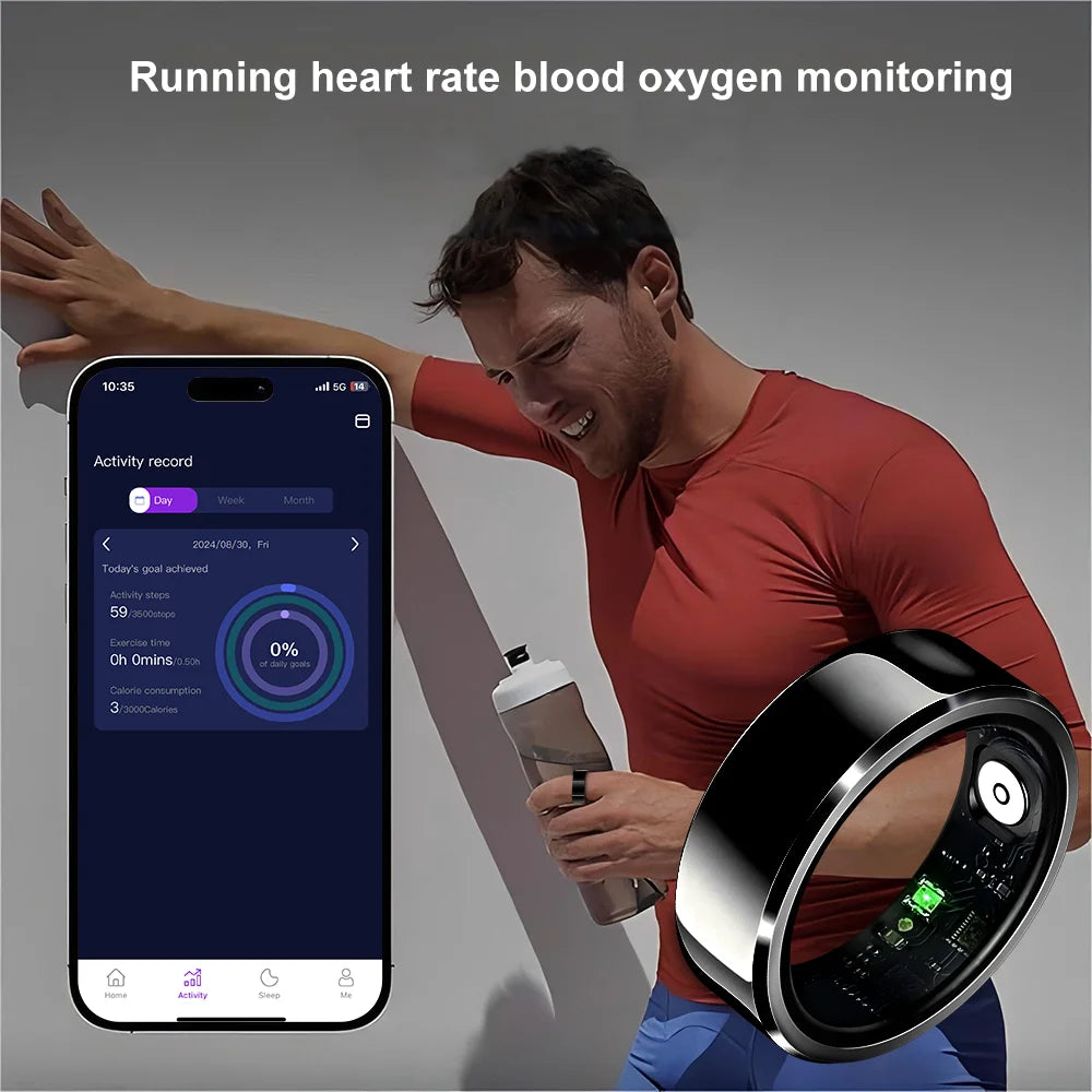 JUSTLANG Smart Ring Sports Ring Health Monitoring Bluetooth Heart Rate Blood Oxygen Sleep Pressure Motion Data Magnetic Charging