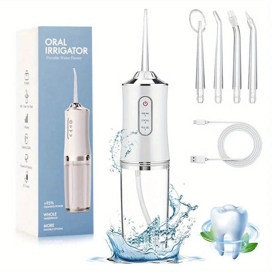 Professional Cordless Oral Irrigator - Portable, Retractable, and Water Flosser for Teeth Cleaning, Dental Care