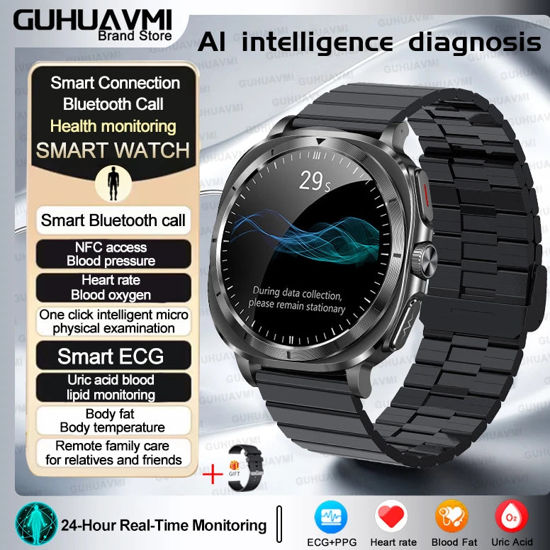 2025 NEW Health monitoring ECG+PPG Smart Watch Uric Acid Blood fat Blood Pressure High Precision Analysis Smart Watch Voice call