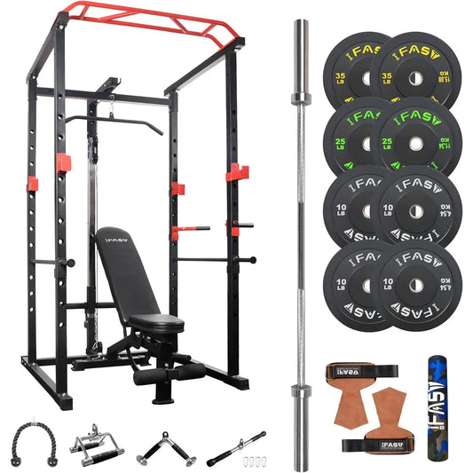 Multi-functional Power Cage,Home Adjustable Pullup Squat Rack 1000Lbs Capacity Comprehensive Fitness Barbell Rack