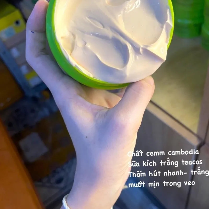 Kem Body Sữa Dưỡng Kích Trắng Teacos 200g,  Remove Dark Skin Blemishes, Lightening Nourishes Bright White Skin Shine Naturally