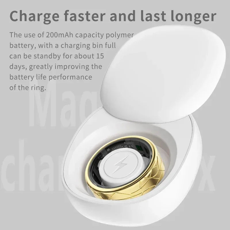 Smart Ring Health Monitoring IP68&5ATM Waterproof for Women Men Multi-sport Modes Bluetooth Sleep Tracker Finger Ring for Photo