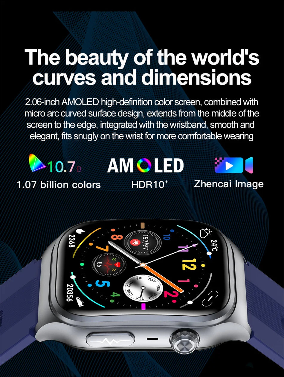 2025 New Health Monitor Smart Watch Blood Pressure Lipid Uric Acid ECG NFC Body Temperature Bluetooth Call Health Smartwatch