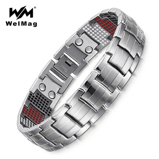 WelMag Fashion Jewelry Healing FIR Magnetic Bracelets Titanium Bio Energy Bracelet For Men Blood Pressure Accessory Wristband