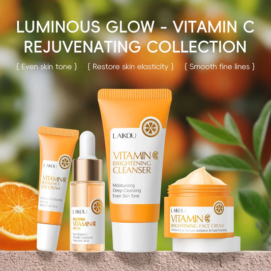 Brightening Vitamin C Skin Care Kit With Antiage Serum Hydrating Cleanser Moisturizing Eye Cream Face Treatment