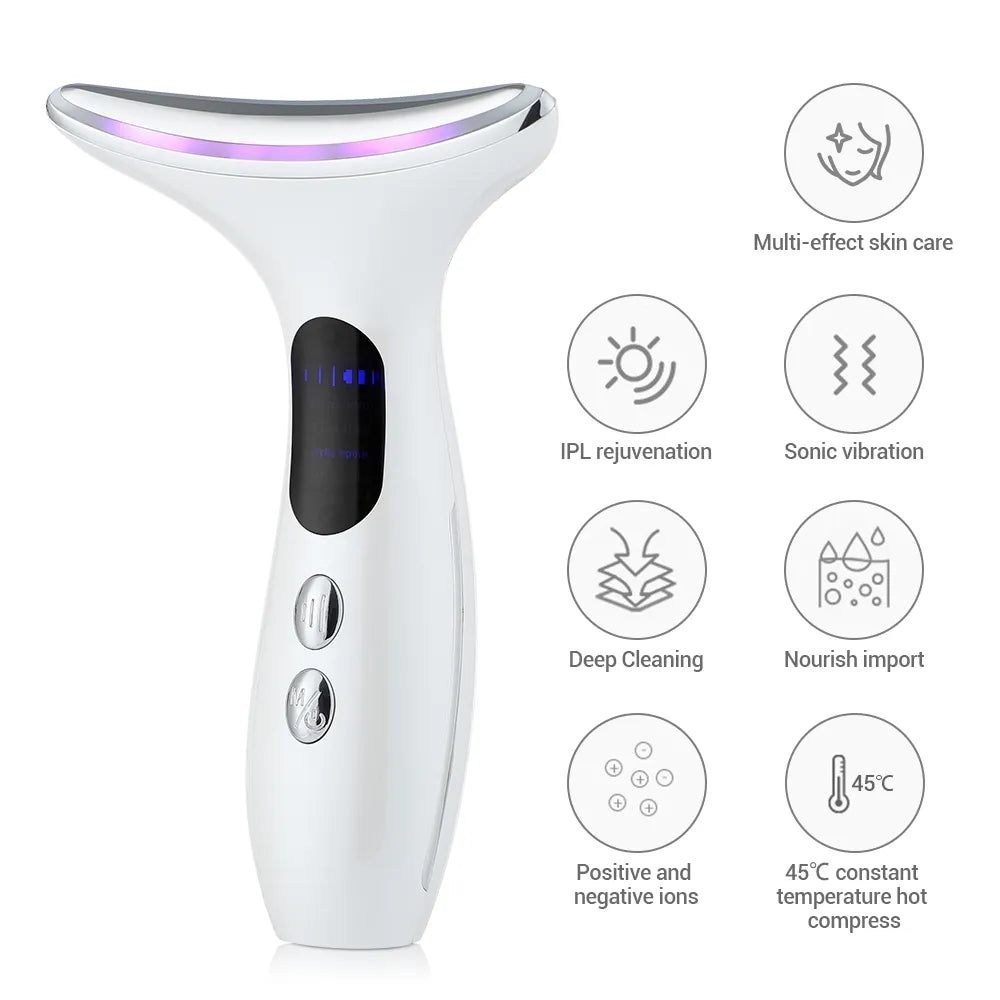 Neck Beauty Device EMS Micro-current LED Photon Firming Rejuvenating Anti Wrinkle Thin Double Chin Skin Care Facial Massager