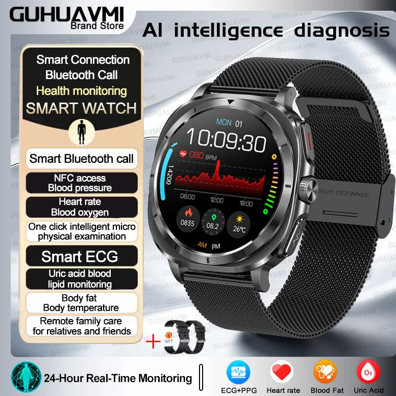 2025 NEW Health monitoring ECG+PPG Smart Watch Uric Acid Blood fat Blood Pressure High Precision Analysis Smart Watch Voice call